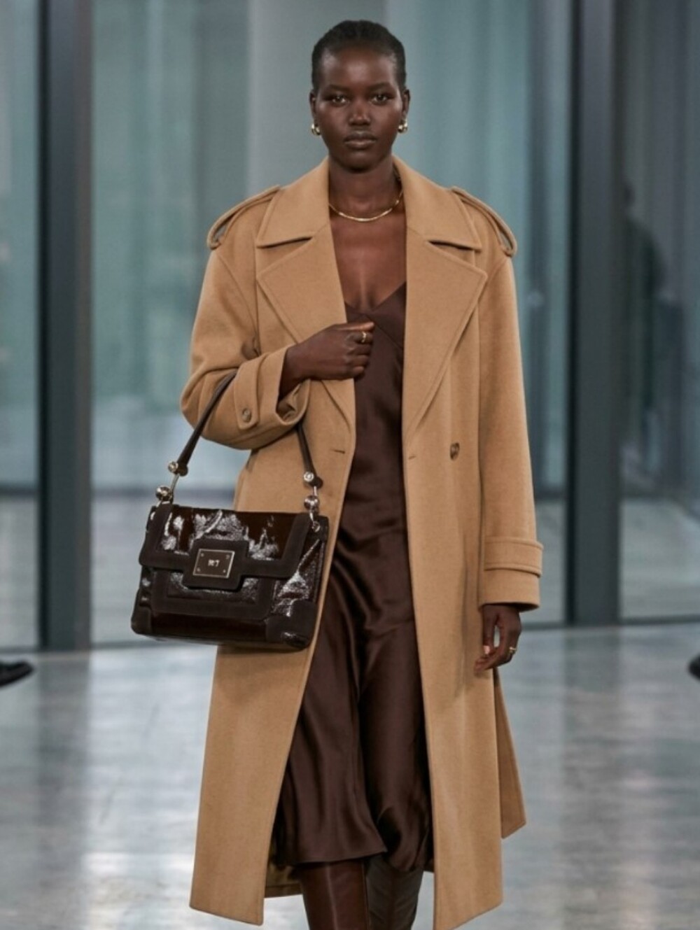 Anya Hindmarch Dark Brown Patent Leather And Suede Shoulder Bag - Picture 1 of 16